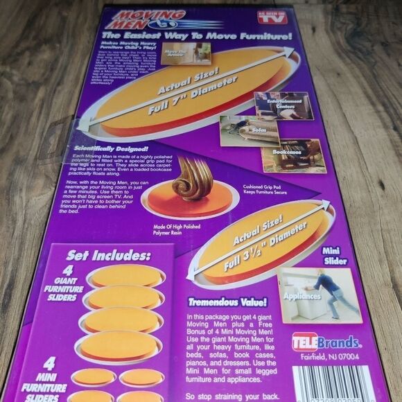 Moving Men Set of 8 Furniture Sliders 4 Giant & 4 - Picture 4 of 8